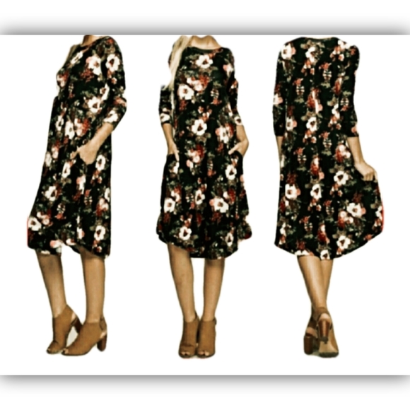 FLORAL PRINTED DRESS WITH POCKETS - Picture 2 of 3